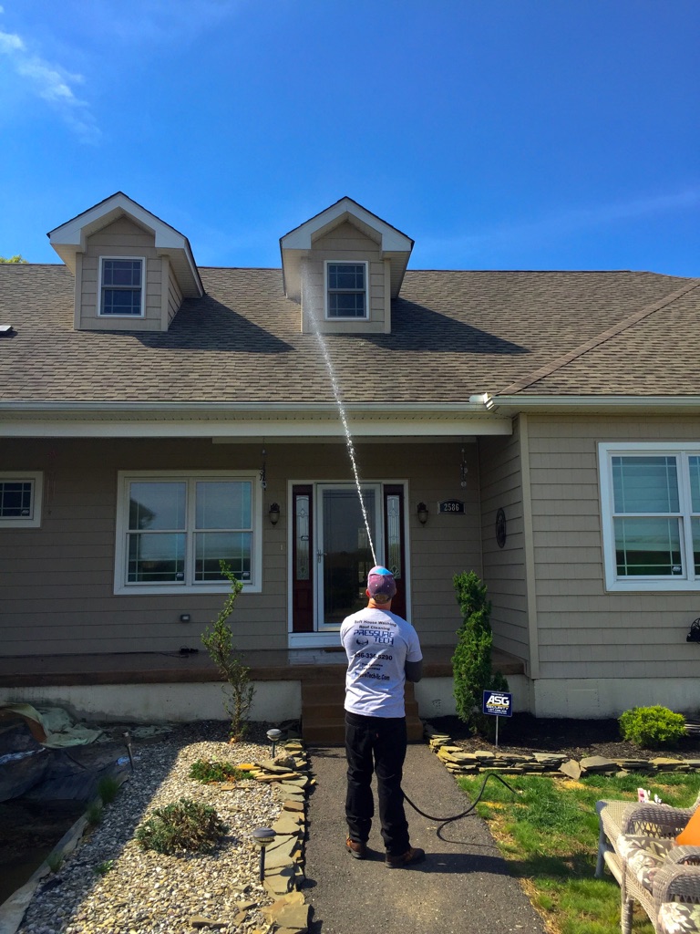 Clean residential exterior after washing
